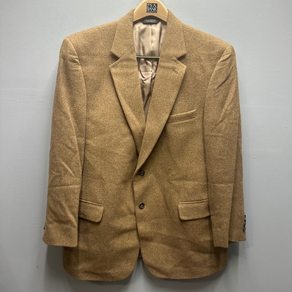 Jos A Bank Executive 44 Reg 100 % Camel Hair Blazer Jacket Men's Brown - Picture 2 of 12